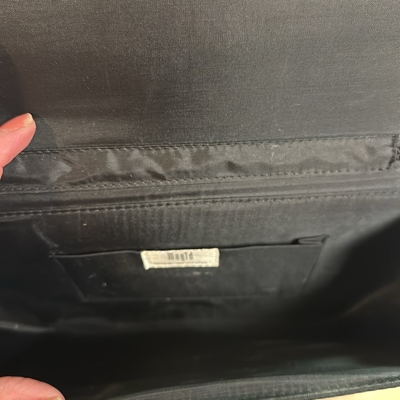 Magid Black Satin Envelope Evening Crossbody, Shoulder, Clutch Purse Rhinestone - Picture 5 of 6